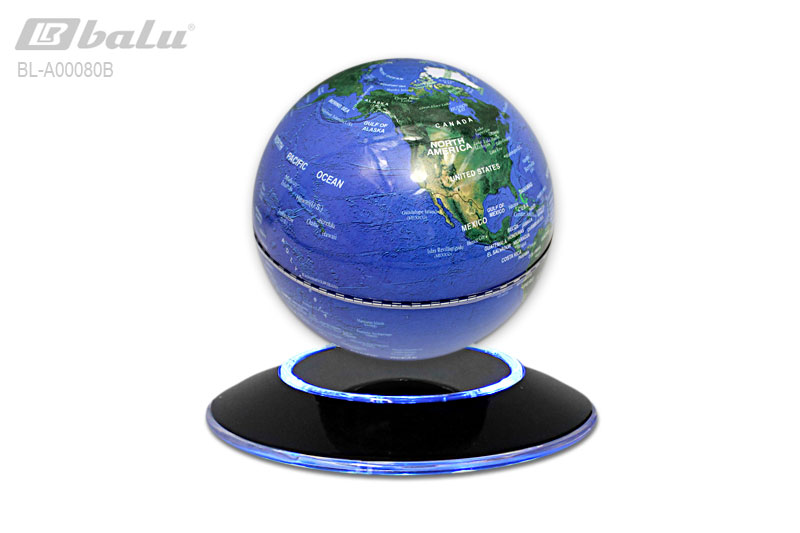 Глобус левитационный, диаметр 14 см, размер с подставкой  19,0*19,0*5,0 см, с подсветкой `Silver Globe`. Левитационный (парящий в воздухе) электромагнитный глобус — это стильный настольный сувенир, который станет неповторимым украшением.
